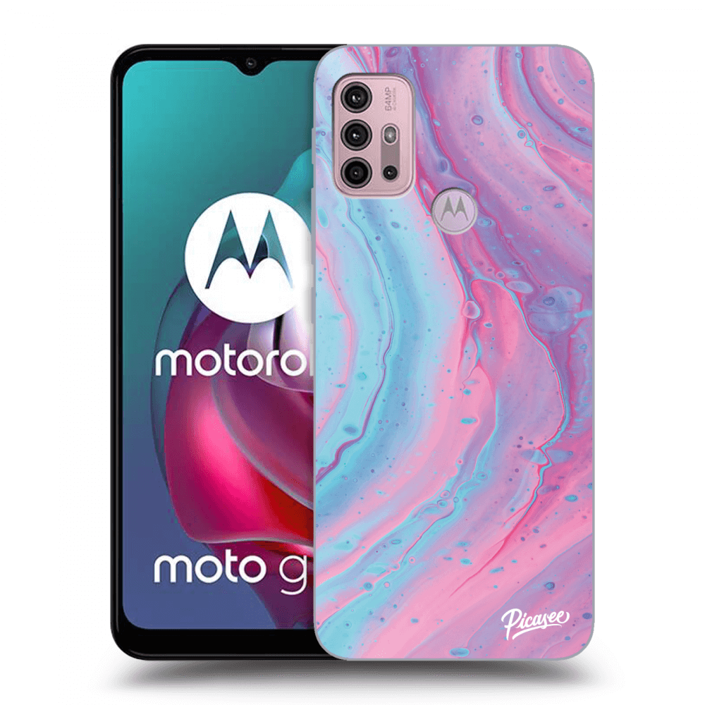 Picasee fekete szilikon tok az alábbi mobiltelefonokra Motorola Moto G30 - Pink liquid