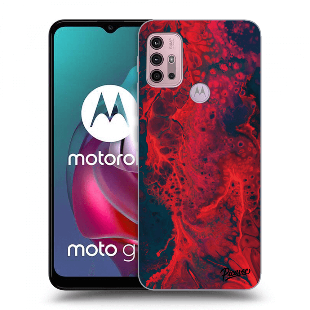 Picasee fekete szilikon tok az alábbi mobiltelefonokra Motorola Moto G30 - Organic red