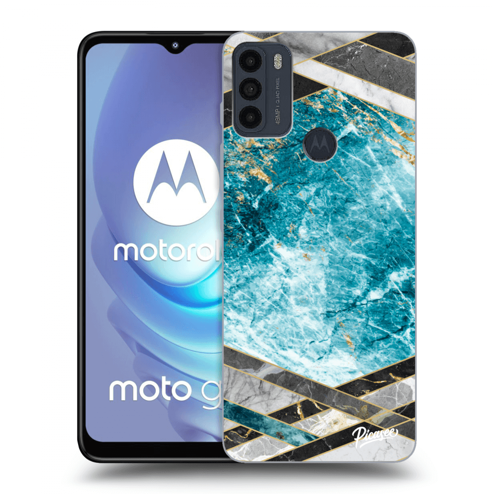 Picasee fekete szilikon tok az alábbi mobiltelefonokra Motorola Moto G50 - Blue geometry