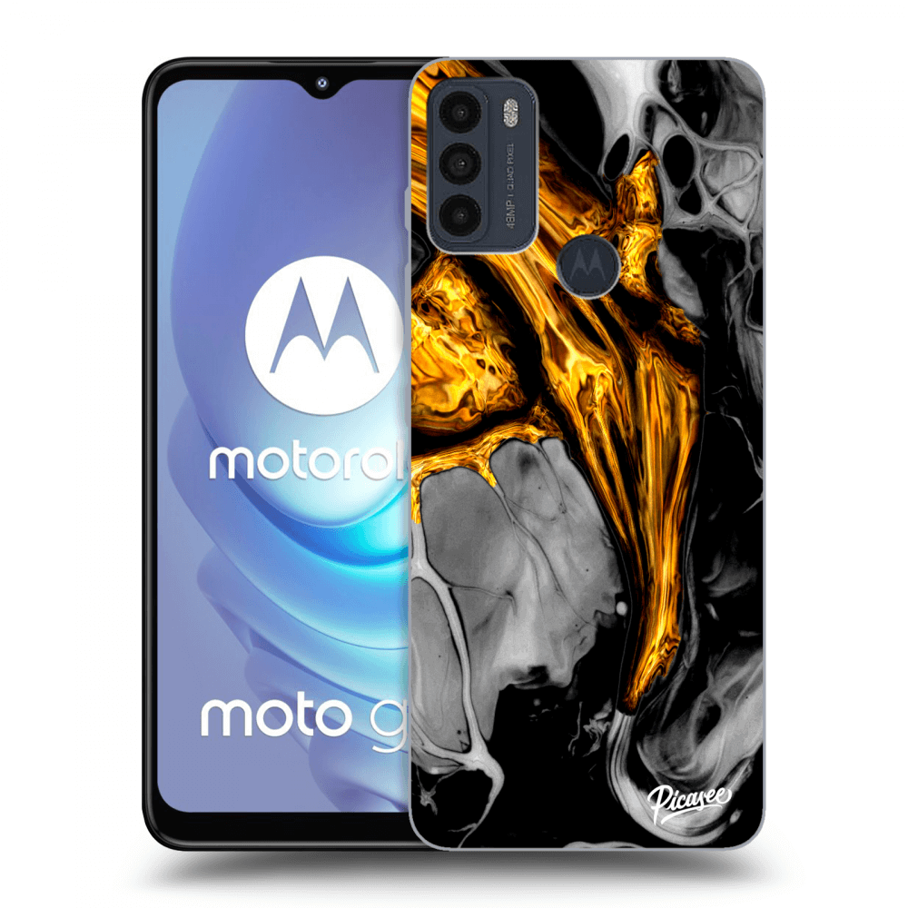 Picasee fekete szilikon tok az alábbi mobiltelefonokra Motorola Moto G50 - Black Gold