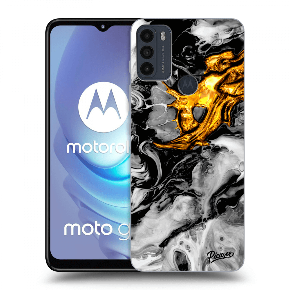 Picasee fekete szilikon tok az alábbi mobiltelefonokra Motorola Moto G50 - Black Gold 2