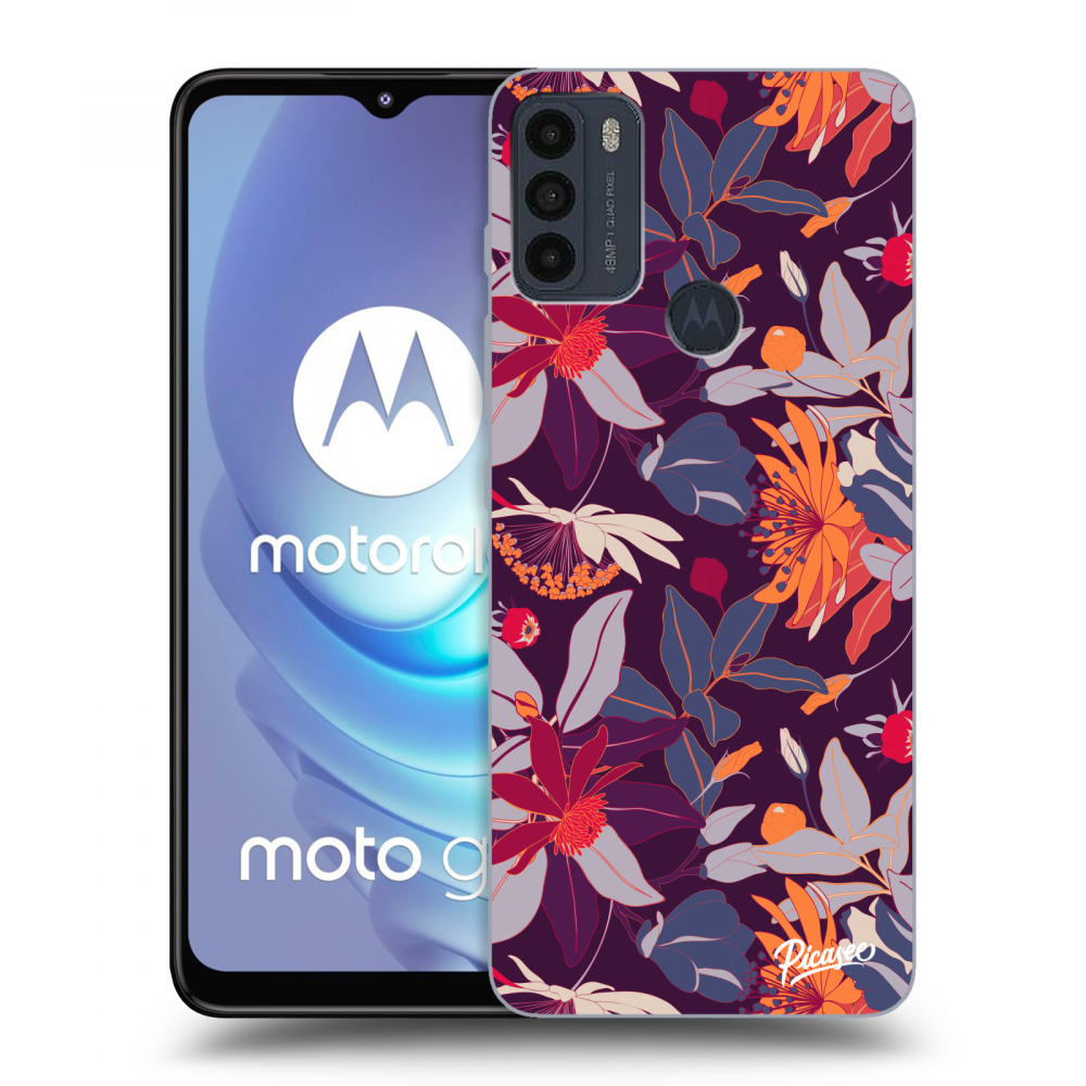 Picasee fekete szilikon tok az alábbi mobiltelefonokra Motorola Moto G50 - Purple Leaf