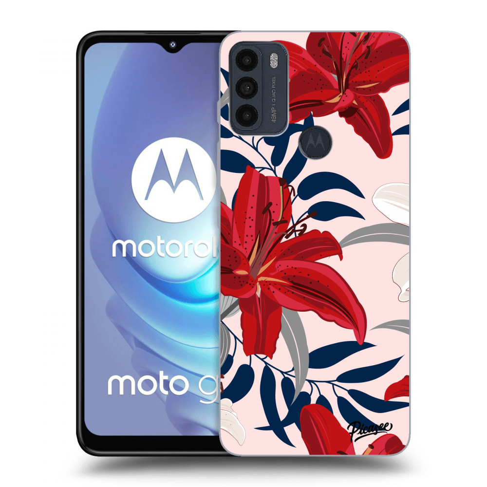 Picasee fekete szilikon tok az alábbi mobiltelefonokra Motorola Moto G50 - Red Lily