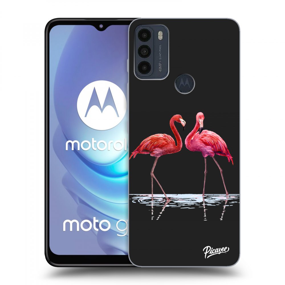 Picasee fekete szilikon tok az alábbi mobiltelefonokra Motorola Moto G50 - Flamingos couple