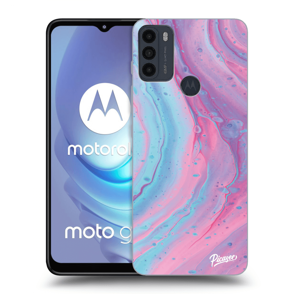 Picasee fekete szilikon tok az alábbi mobiltelefonokra Motorola Moto G50 - Pink liquid