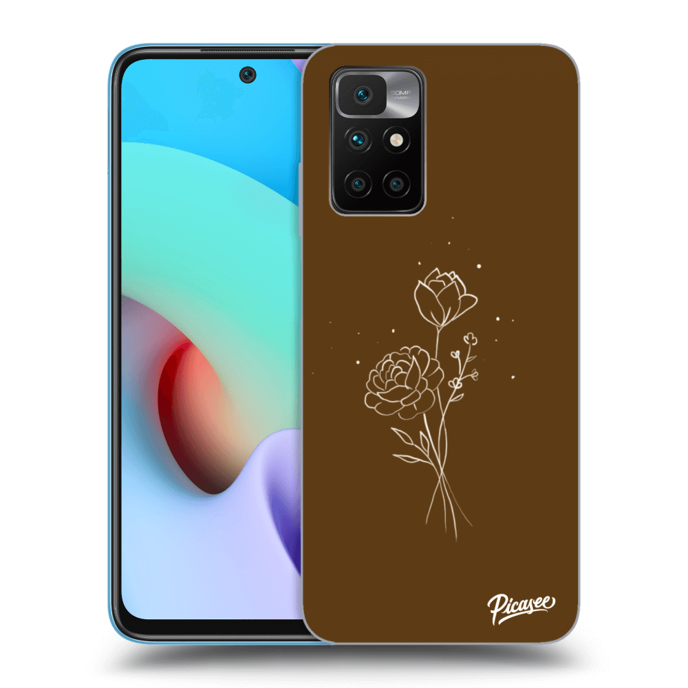 Picasee átlátszó szilikon tok az alábbi mobiltelefonokra Xiaomi Redmi 10 - Brown flowers