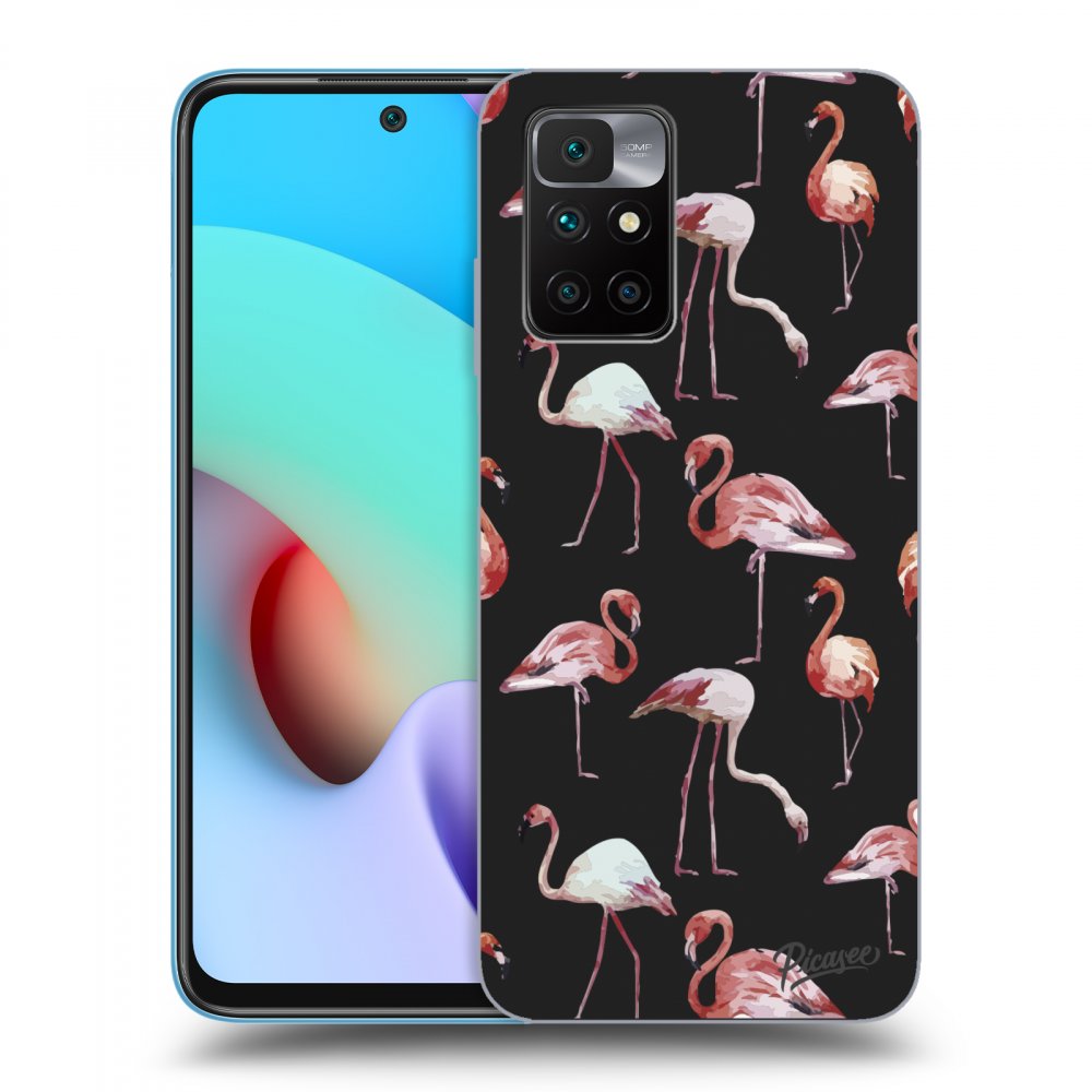 Picasee fekete szilikon tok az alábbi mobiltelefonokra Xiaomi Redmi 10 - Flamingos