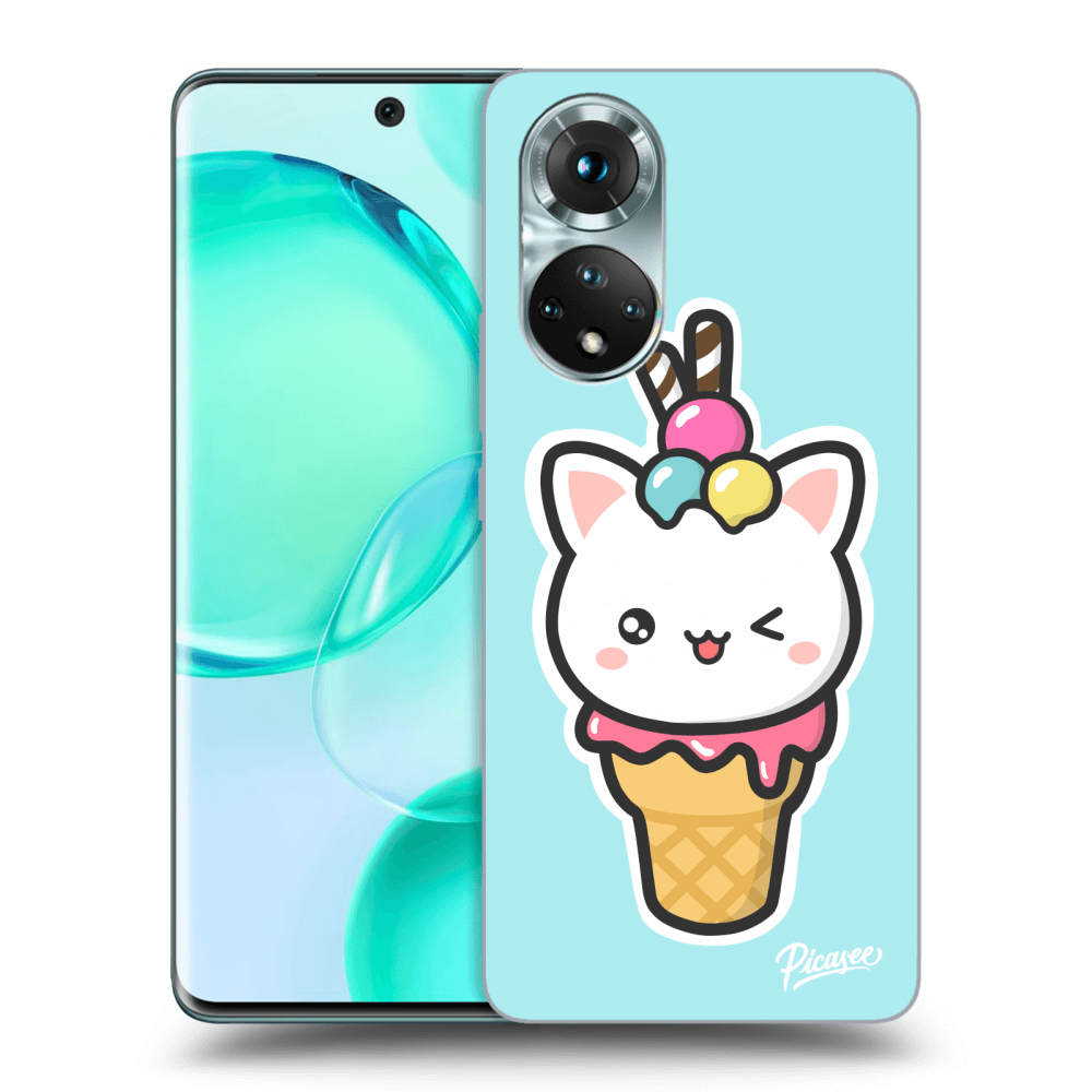 Picasee átlátszó szilikon tok az alábbi mobiltelefonokra Honor 50 5G - Ice Cream Cat