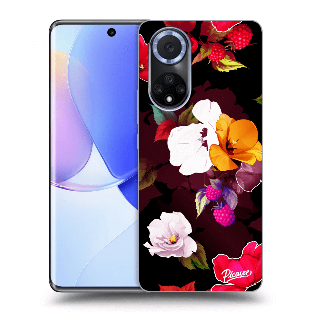 Picasee fekete szilikon tok az alábbi mobiltelefonokra Huawei Nova 9 - Flowers and Berries