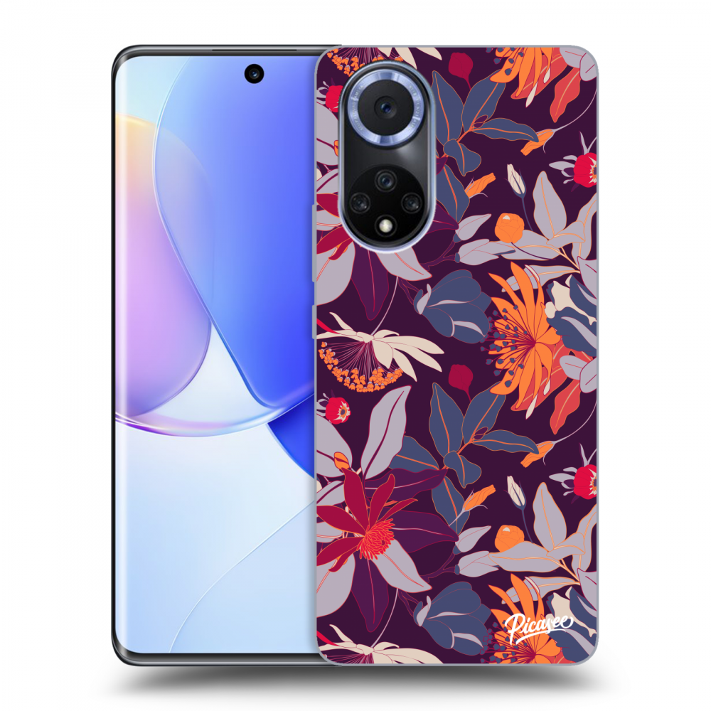Picasee átlátszó szilikon tok az alábbi mobiltelefonokra Huawei Nova 9 - Purple Leaf