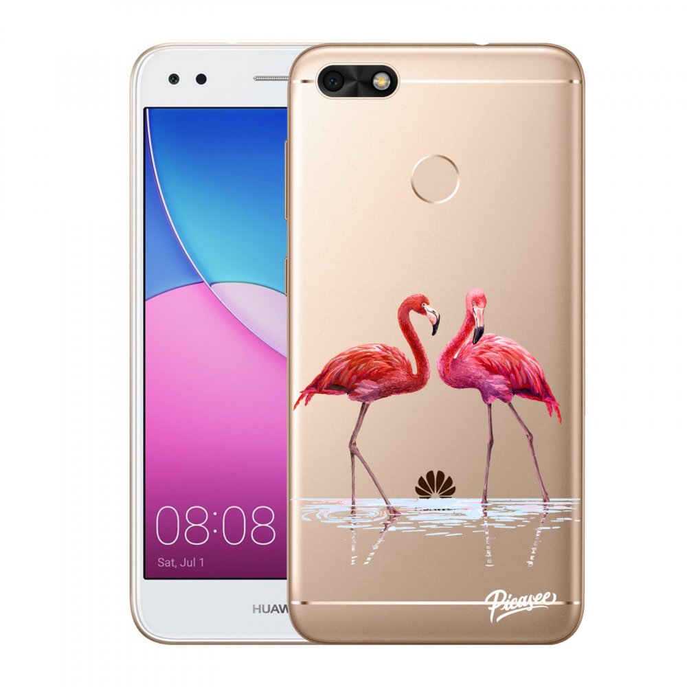 Picasee átlátszó szilikon tok az alábbi mobiltelefonokra Huawei P9 Lite Mini - Flamingos couple