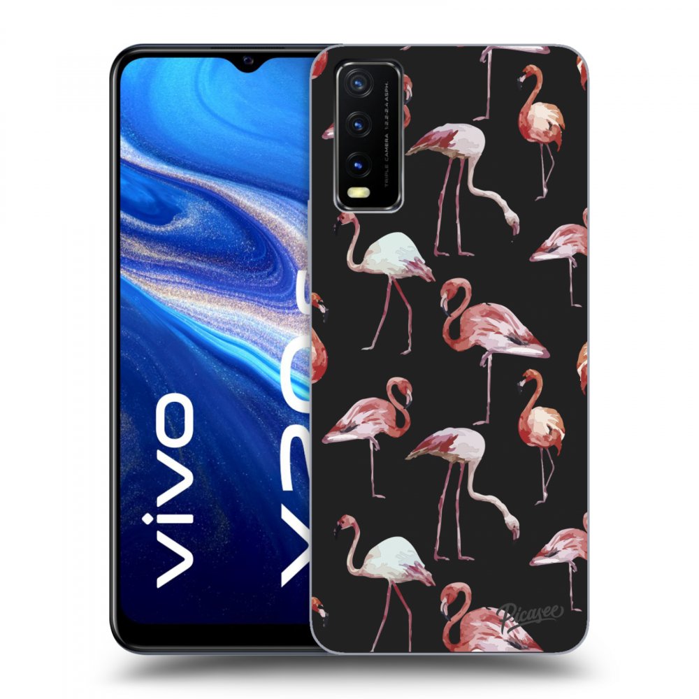 Picasee fekete szilikon tok az alábbi mobiltelefonokra Vivo Y20s - Flamingos