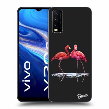 Picasee fekete szilikon tok az alábbi mobiltelefonokra Vivo Y20s - Flamingos couple