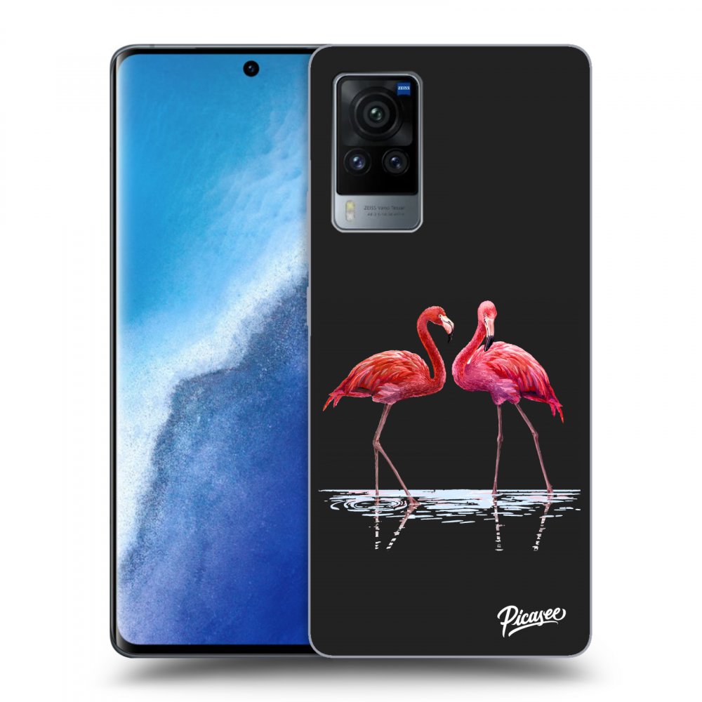 Picasee fekete szilikon tok az alábbi mobiltelefonokra Vivo X60 Pro 5G - Flamingos couple