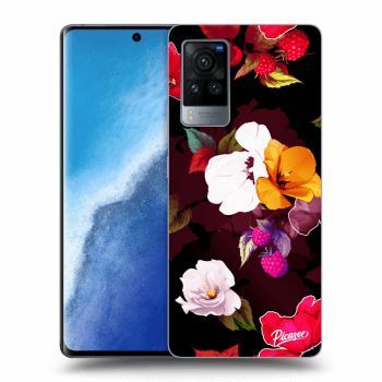 Picasee fekete szilikon tok az alábbi mobiltelefonokra Vivo X60 Pro 5G - Flowers and Berries