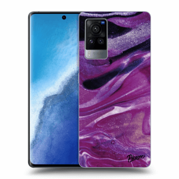 Picasee fekete szilikon tok az alábbi mobiltelefonokra Vivo X60 Pro 5G - Purple glitter