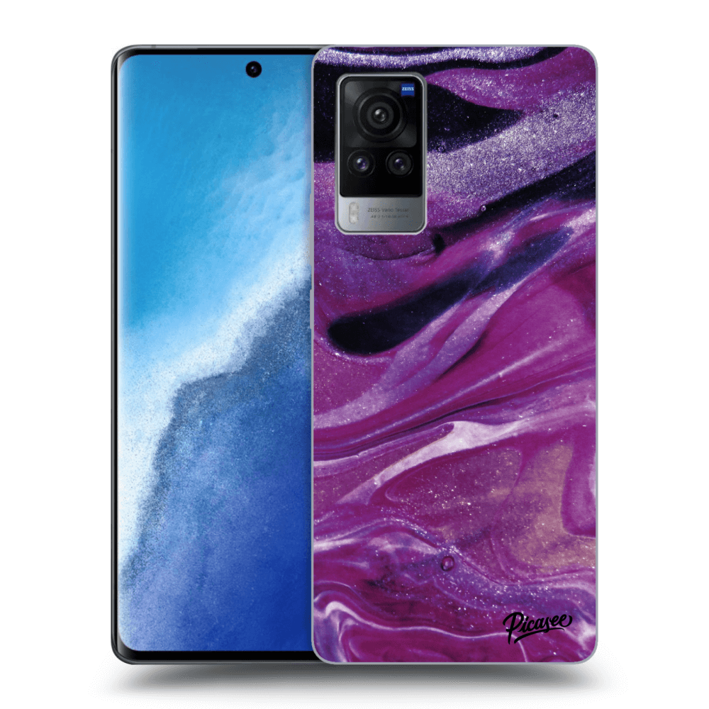 Picasee átlátszó szilikon tok az alábbi mobiltelefonokra Vivo X60 Pro 5G - Purple glitter
