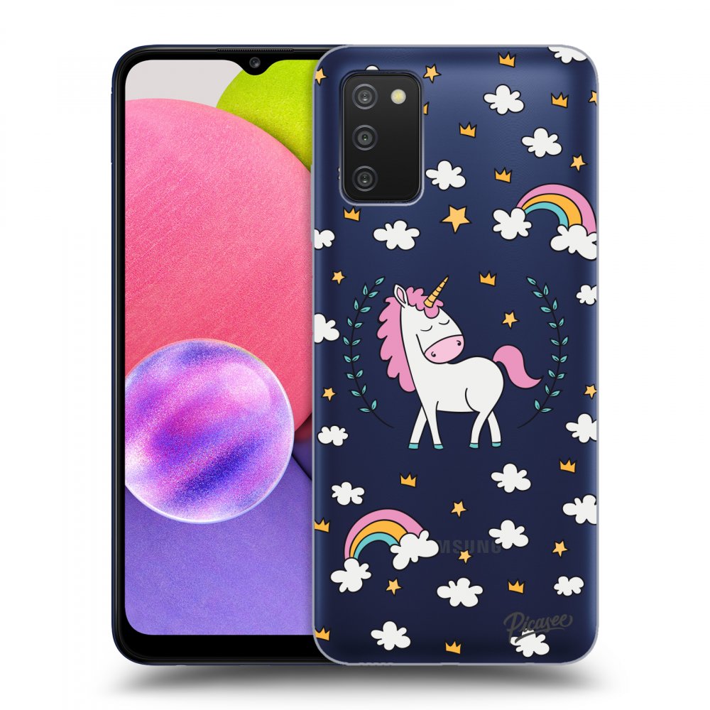 Picasee átlátszó szilikon tok az alábbi mobiltelefonokra Samsung Galaxy A03s A037G - Unicorn star heaven