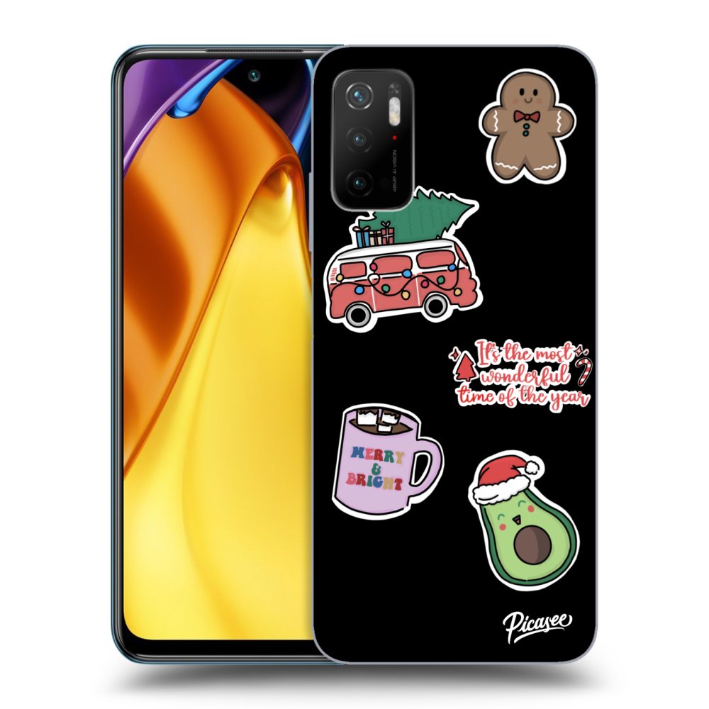 Picasee fekete szilikon tok az alábbi mobiltelefonokra Xiaomi Poco M3 Pro 5G - Christmas Stickers