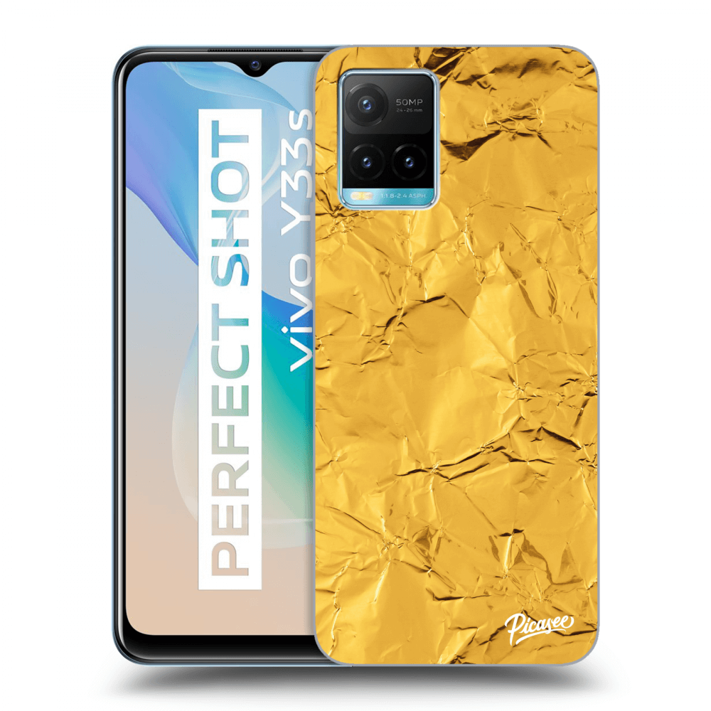 Picasee átlátszó szilikon tok az alábbi mobiltelefonokra Vivo Y33s - Gold