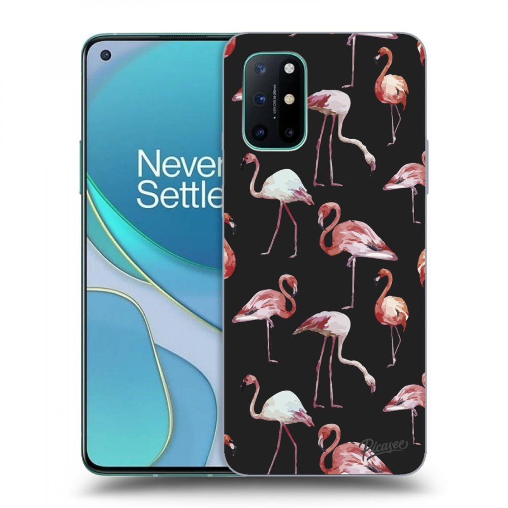 Picasee fekete szilikon tok az alábbi mobiltelefonokra OnePlus 8T - Flamingos