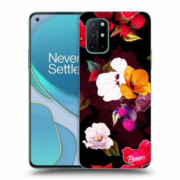 Picasee fekete szilikon tok az alábbi mobiltelefonokra OnePlus 8T - Flowers and Berries