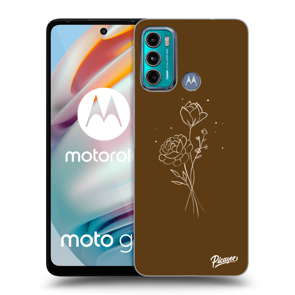 Picasee fekete szilikon tok az alábbi mobiltelefonokra Motorola Moto G60 - Brown flowers