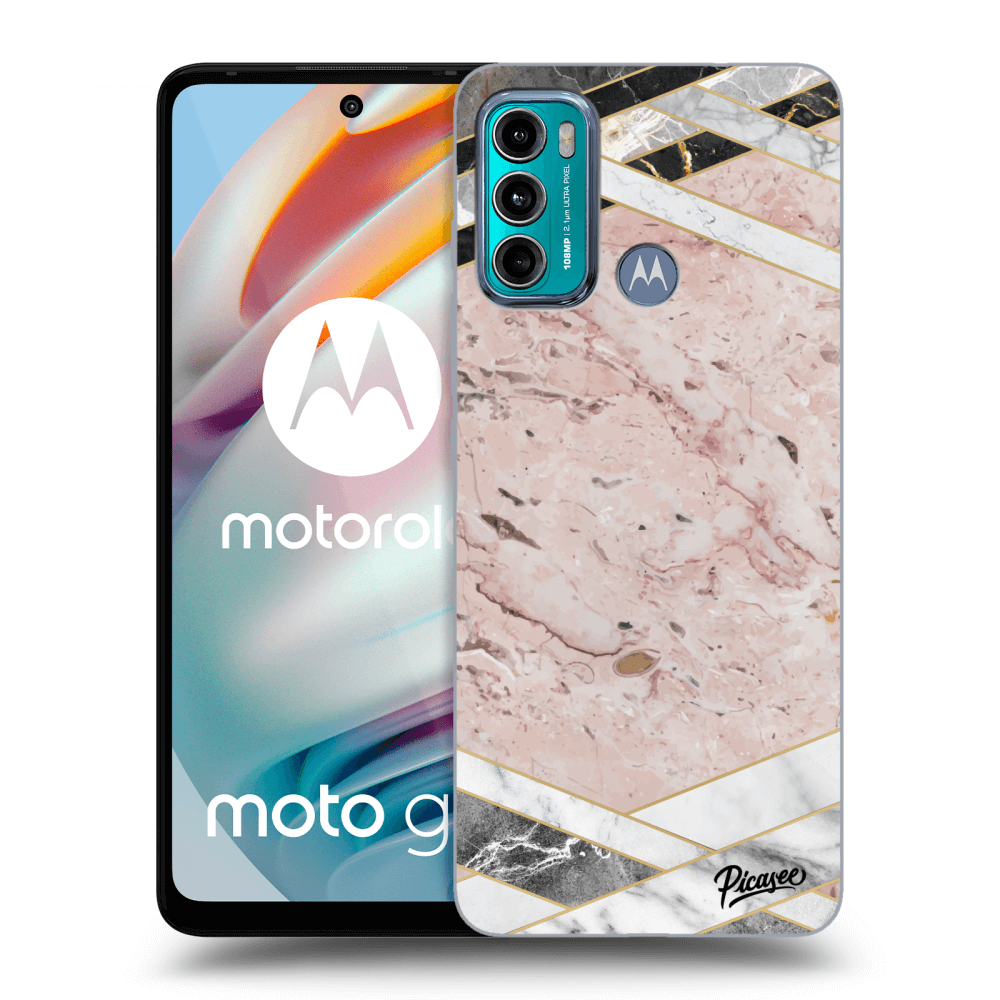 Picasee fekete szilikon tok az alábbi mobiltelefonokra Motorola Moto G60 - Pink geometry