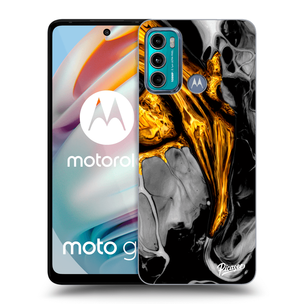 Picasee fekete szilikon tok az alábbi mobiltelefonokra Motorola Moto G60 - Black Gold