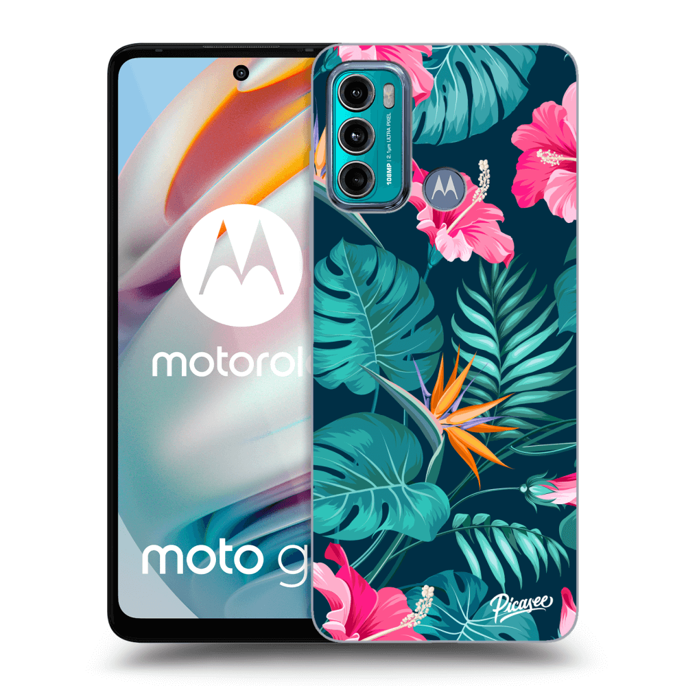 Picasee fekete szilikon tok az alábbi mobiltelefonokra Motorola Moto G60 - Pink Monstera