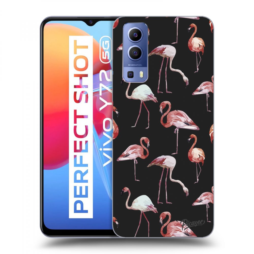 Picasee fekete szilikon tok az alábbi mobiltelefonokra Vivo Y72 5G - Flamingos