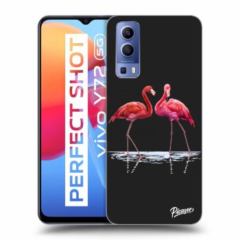 Picasee fekete szilikon tok az alábbi mobiltelefonokra Vivo Y72 5G - Flamingos couple