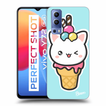 Picasee átlátszó szilikon tok az alábbi mobiltelefonokra Vivo Y72 5G - Ice Cream Cat