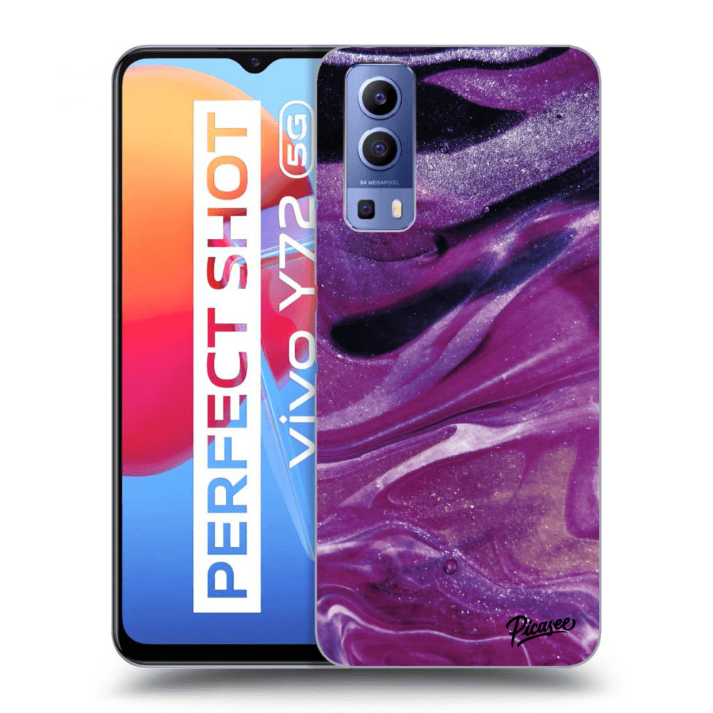 Picasee átlátszó szilikon tok az alábbi mobiltelefonokra Vivo Y72 5G - Purple glitter