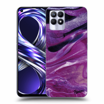 Picasee fekete szilikon tok az alábbi mobiltelefonokra Realme 8i - Purple glitter