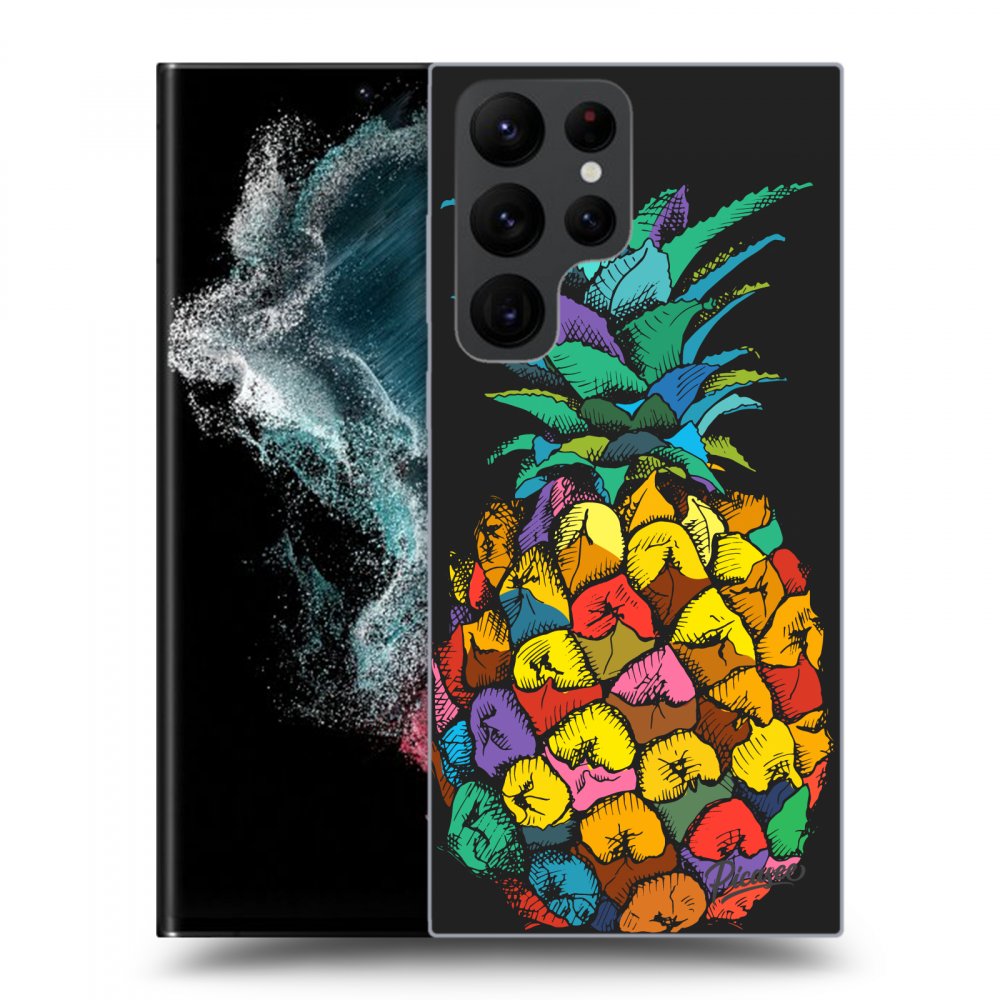 Picasee fekete szilikon tok az alábbi mobiltelefonokra Samsung Galaxy S22 Ultra 5G - Pineapple