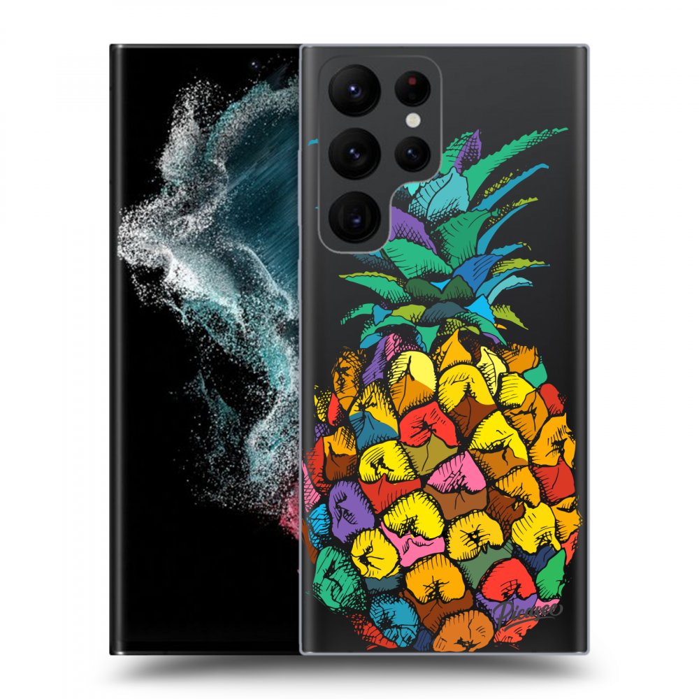 Picasee átlátszó szilikon tok az alábbi mobiltelefonokra Samsung Galaxy S22 Ultra 5G - Pineapple