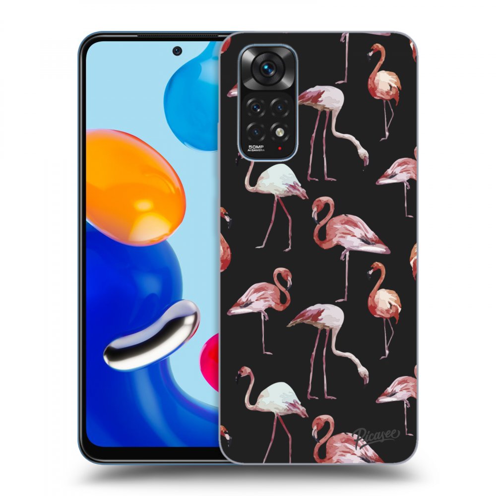 Picasee fekete szilikon tok az alábbi mobiltelefonokra Xiaomi Redmi Note 11S 4G - Flamingos