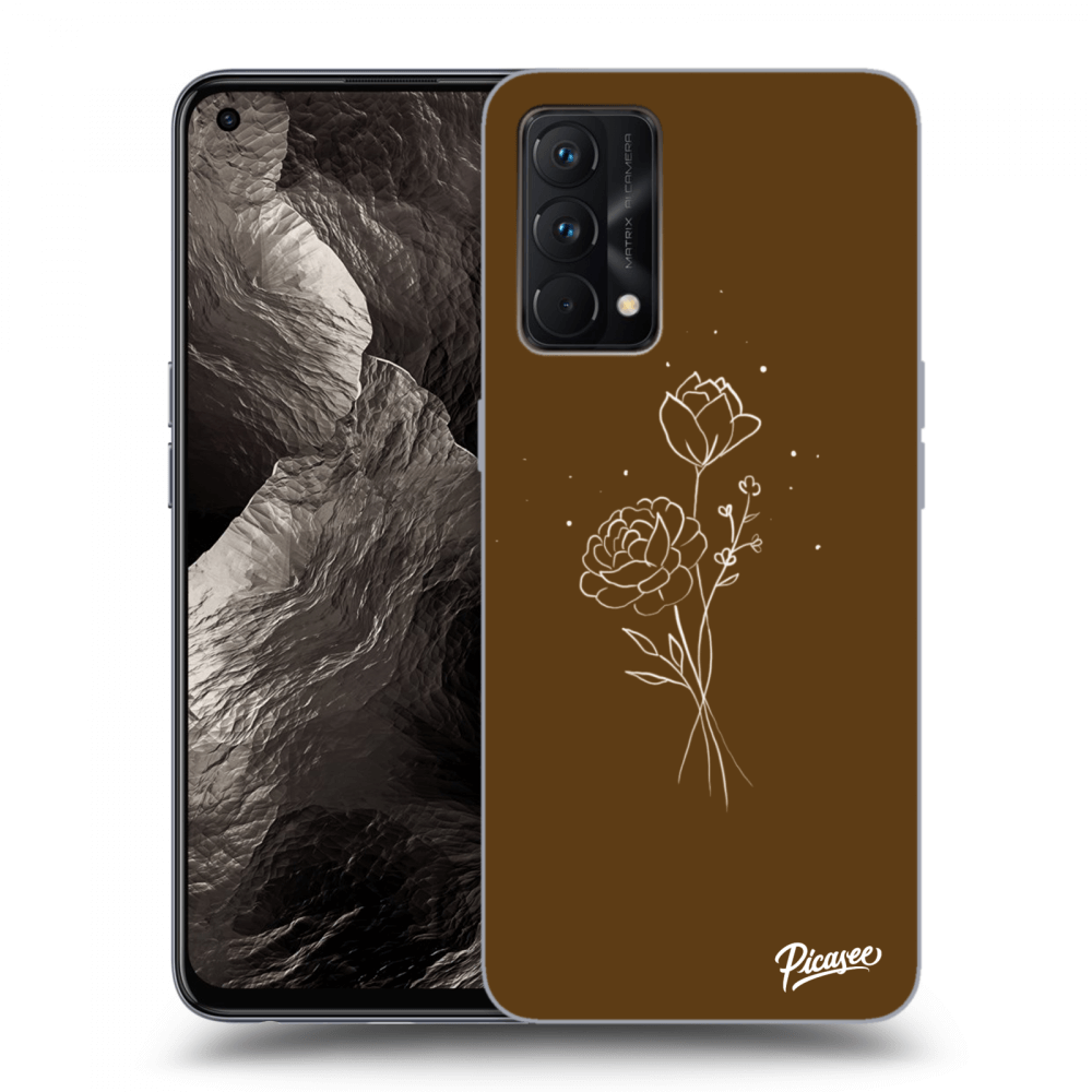 Picasee fekete szilikon tok az alábbi mobiltelefonokra Realme GT Master Edition 5G - Brown flowers