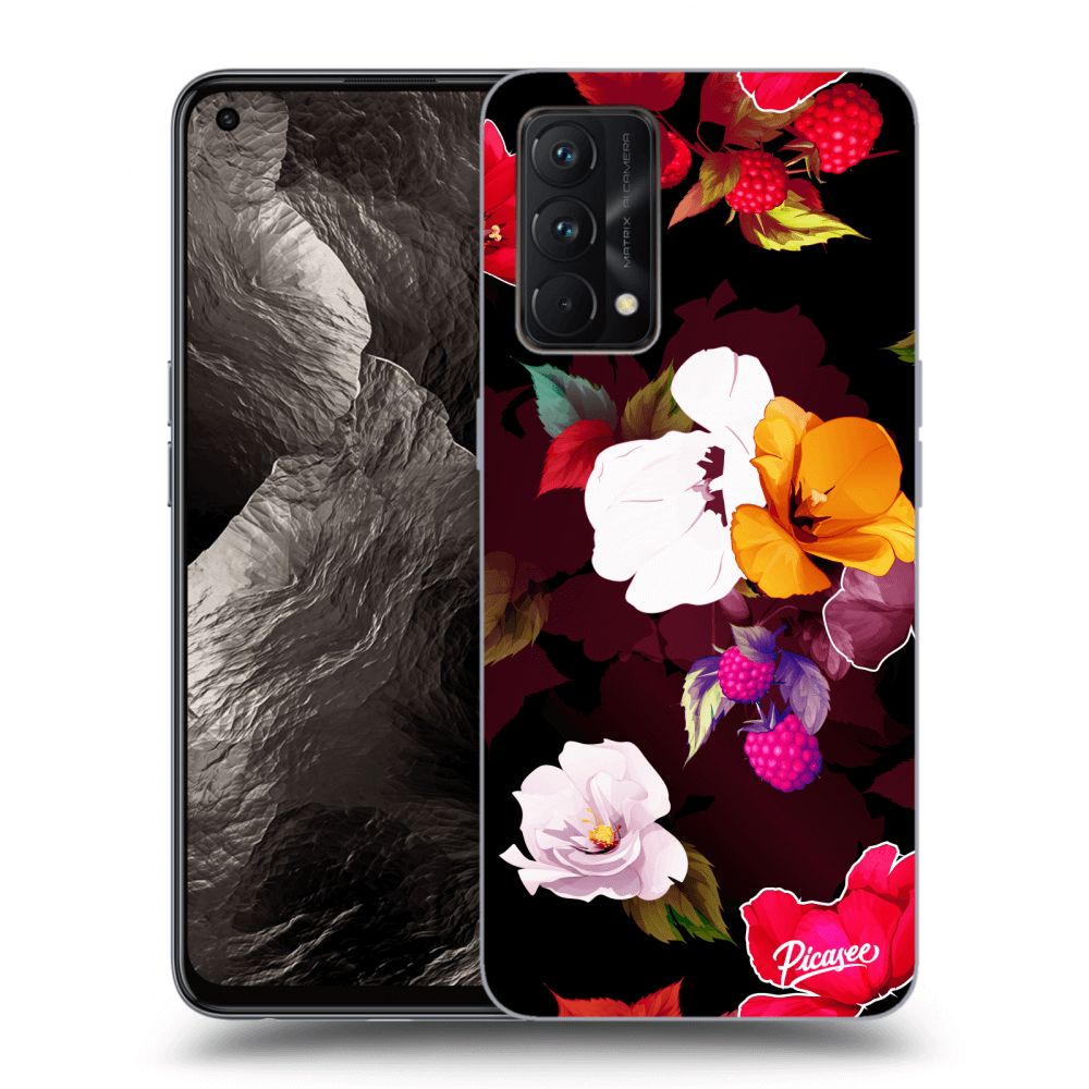 Picasee fekete szilikon tok az alábbi mobiltelefonokra Realme GT Master Edition 5G - Flowers and Berries