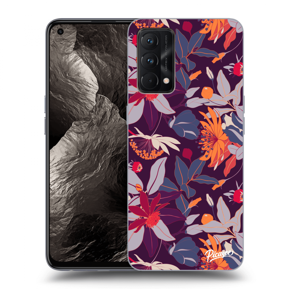 Picasee fekete szilikon tok az alábbi mobiltelefonokra Realme GT Master Edition 5G - Purple Leaf