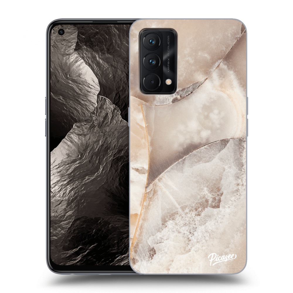 Picasee fekete szilikon tok az alábbi mobiltelefonokra Realme GT Master Edition 5G - Cream marble