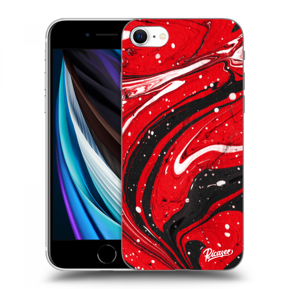 Picasee fekete szilikon tok az alábbi mobiltelefonokra Apple iPhone SE 2022 - Red black