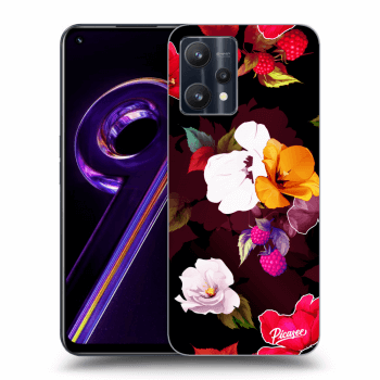 Picasee fekete szilikon tok az alábbi mobiltelefonokra Realme 9 Pro 5G - Flowers and Berries