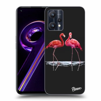 Picasee fekete szilikon tok az alábbi mobiltelefonokra Realme 9 Pro 5G - Flamingos couple