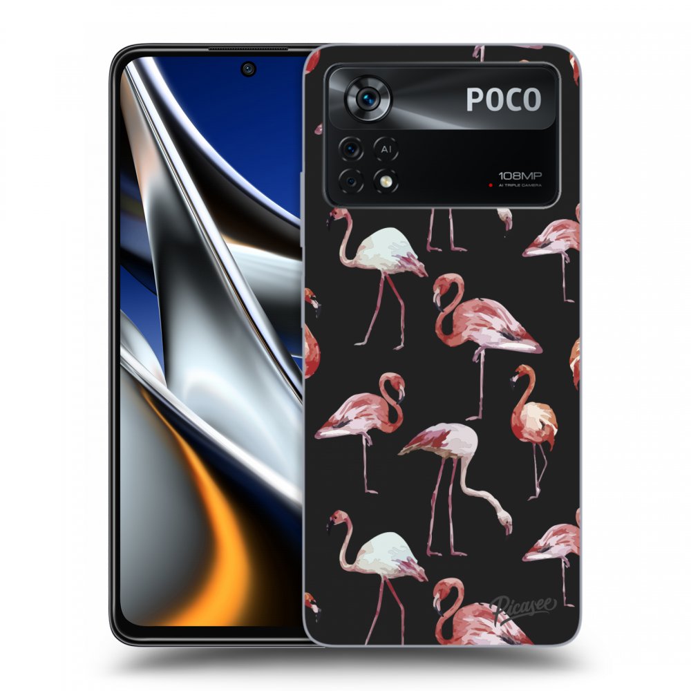 Picasee fekete szilikon tok az alábbi mobiltelefonokra Xiaomi Poco X4 Pro 5G - Flamingos