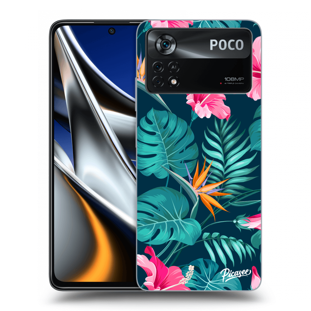 Picasee átlátszó szilikon tok az alábbi mobiltelefonokra Xiaomi Poco X4 Pro 5G - Pink Monstera
