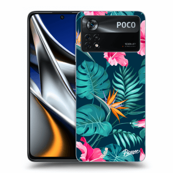 Picasee fekete szilikon tok az alábbi mobiltelefonokra Xiaomi Poco X4 Pro 5G - Pink Monstera