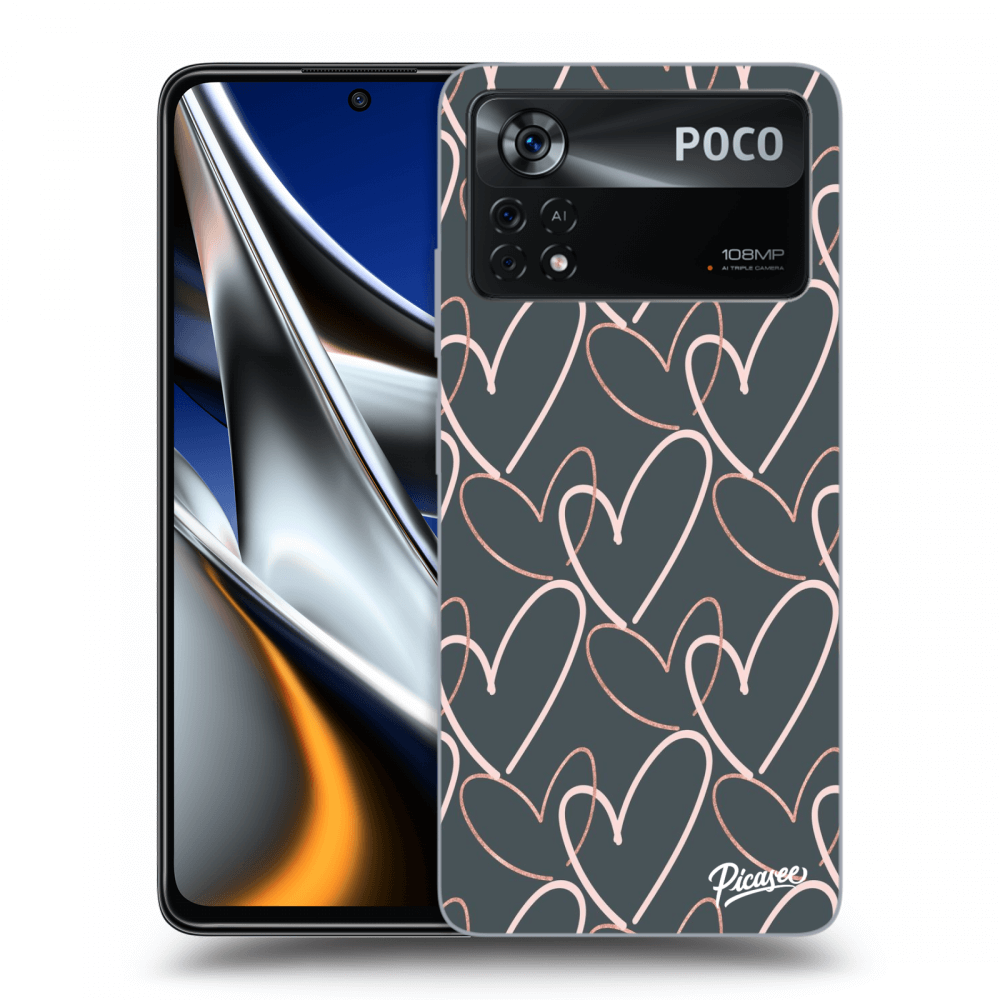 Picasee fekete szilikon tok az alábbi mobiltelefonokra Xiaomi Poco X4 Pro 5G - Lots of love