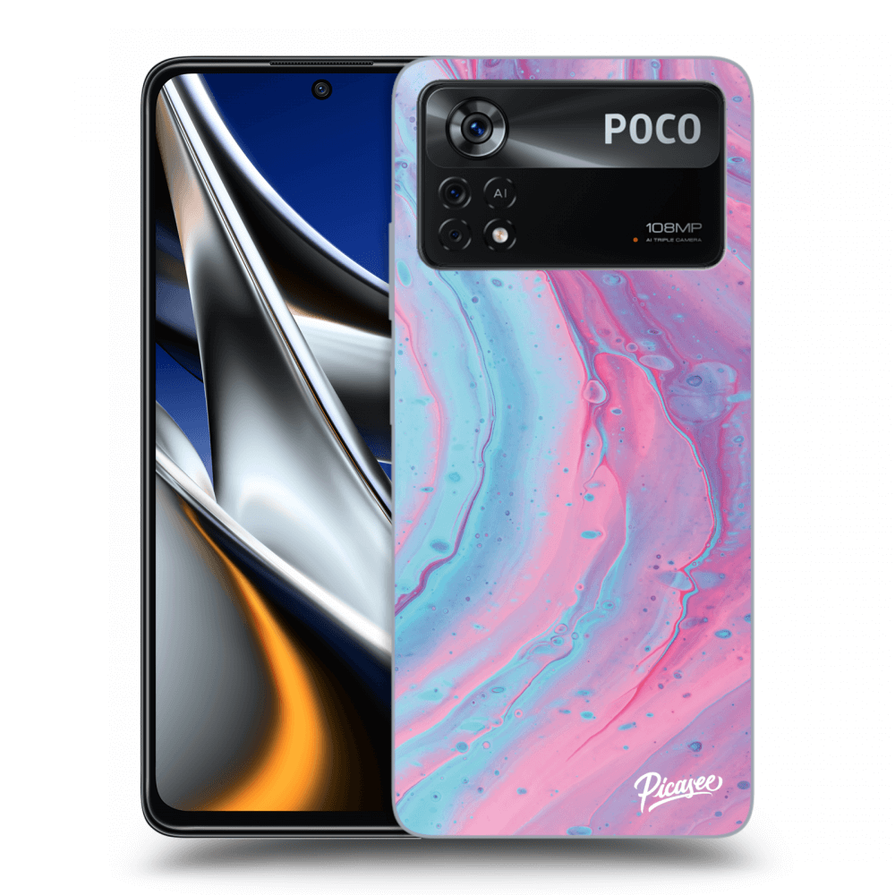 Picasee fekete szilikon tok az alábbi mobiltelefonokra Xiaomi Poco X4 Pro 5G - Pink liquid
